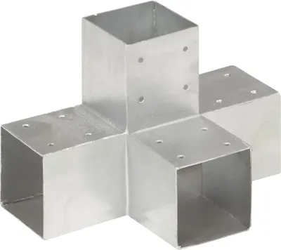 Productafbeelding van vidaXL Paalverbinder, 4 stuks, X-vorm, verzinkt metaal, 91 x 91 mm