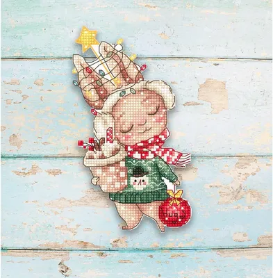 Produktbild von Letistitch Kreuzstich Set "Weihnachtskaninchen", Zählmuster, 14x8cm