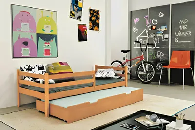 Immagine prodotto di Letto matrimoniale Letto estraibile Due letti Letto a cassetto Letto per bambini Letto in legno Letto a soppalco