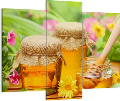 Produktbild von Bild auf Leinwand - Leinwandbild - Honig Glas Glas Vitamin - 130x100cm - Wand Bild - Wanddeko - Leinwanddruck - Bilder - Kunstdruck - Wanddekoration - Leinwand bilder - Wandkunst - CB130x100-2475