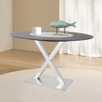 Obrázok produktu pre Konštrukcia stola - Nohy stola - Noha stola - Oceľová konštrukcia - Konštrukcia v tvare X - Nerezová oceľ, výška 72 cm