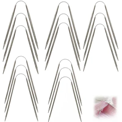 Rundstricknadeln-Set, 15 Stück, 2,0–4,0 mm, Edelstahl, 3 pro Größe