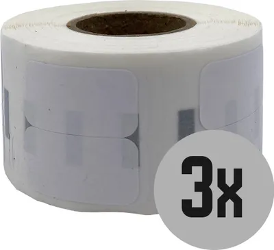 Produktbild von DULA Etiketten - Kompatibel mit Dymo Compatible labels - Weiß - 11353 - S0722530 - Kleine multifunctionele etiketten - 3 rollen - 13 x 25 mm - 1000 labels per rol