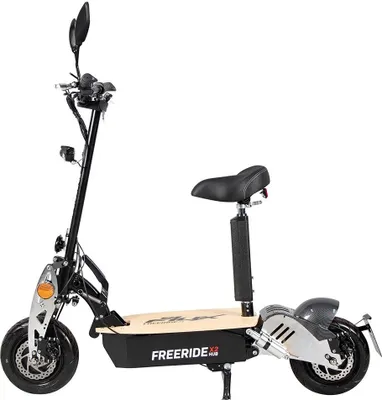 Produktbild von eFlux Freeride X2  | Straßenzulassung - Elektro Scooter mit Sitz - Faltbar - E-Roller - Elektroroller - Stoßdämpfung - 45 km/h - 2500 W (Schwarz)