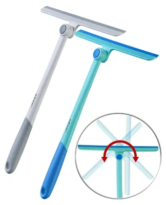 Produktbild von Abzieher: 2er-Set Fenster- & Duschabzieher 360°-Gelenkkopf, 27,5-cm-Silikonlippe (Wasserabzieher, Duschwischer, Putzen)