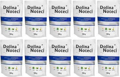 Produktbild von Dolina Noteci Premium Nassfutter für Hunde Kabeljau und Brokkoli Glutenfrei 10 x 500g