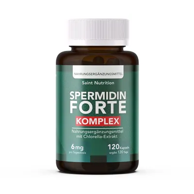 Produktbild von Saint Nutrition® Spermidin Kapseln | Hochdosiert mit 6mg Spermidin pro Kapsel – Zellschutz – Vitalität, Energie und Wohlbefinden -  vegan
