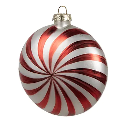 Image de Clayre & Eef Boule de Noël 10x4x10 cm Rouge Blanc Verre