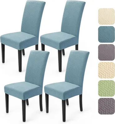 Produktbild von Stuhlbezüge 4 Stück, Stretch, Hellblau, Waschbar, Für Esszimmerstühle