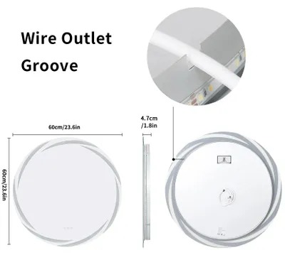 Image de Miroir de salle de bain - avec LED - Miroir rond à fixer au mur - Miroir de salle de bain éclairé - Anti-buée - Intensité variable