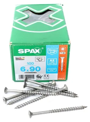 Productafbeelding van SPAX® 0197000600903 SPAX® Universalschrauben T30 Senkkopf Edelstahl A2 0197000600903 6 mm x 90 mm, 100 St.