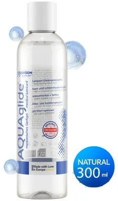 Produktbild von JOYDIVISION AQUAglide Natural 300ml - Premium Gleitgel auf Wasserbasis |  getestet & hautfreundlich | Frei von Duftstoffen, Farbstoffen & Parabenen | Kondomgeeignet & kompatibel mit Latex, Silikon- & Sexspielzeugen | Feuchtigkeitsspendend fü