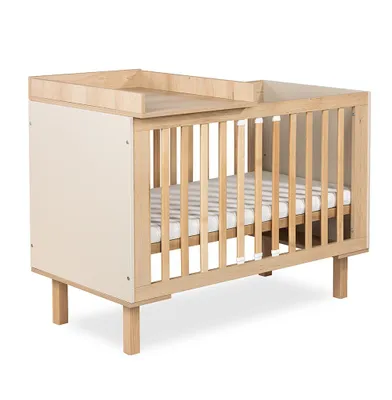 Produktbild von Wickelaufsatz für Babybett 120x60 cm | Buche Wickelplatte für Gitterbett | Platzsparender Wickeltisch Aufsatz | Stabile Baby Wickelstation