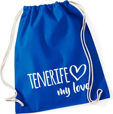 Produktbild von Huuraa Turnbeutel Tenerife my love 12 Liter Bright Royal Baumwolle Rucksack Geschenkidee