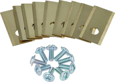 Produktbild von vhbw 9x Ersatz-Messer kompatibel mit Worx WR106SI, WG7, WR101, WR104SI, WR101SI, WR105SI, WR102SI Rasenmäher - Ersatzklinge Silber Gold, Titan-Apatit
