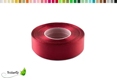 Produktbild von Satinband 25mm x 32m Rolle, Farbe:058 weinrot / bordeaux