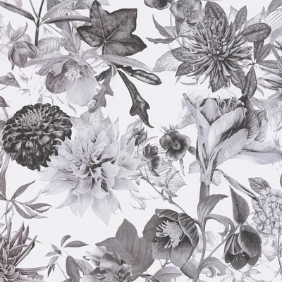 Produktbild von Profhome 381753-GU Blumen Tapete Floral matt grau schwarz weiß 5,33 m2