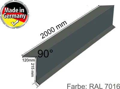 Produktbild von Dachblech Ortgangblech Dachprofil Kantblech 2m 200cm Alu Grau 7016 / 120 x 215mm