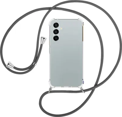 Produktbild von Handykette Backcover-Schutzhülle mit Band (Metall silberfarben) für Samsung Galaxy A54 5G (6.4'') - dunkelgrau