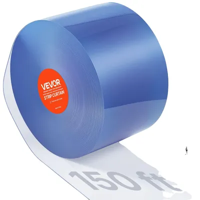 Produktbild von VEVOR Streifenvorhang, 100' Länge x 12" Breite x 0,12" Dicke, klare gerippte PVC-Vorhangstreifen Tür Großrolle, Kunststofftürstreifen für Eingänge von Supermarkt, Garage, Lagerhaus, Scheune, Tierhaus, Glatte Oberfläche, 150 ft x 8 in-a