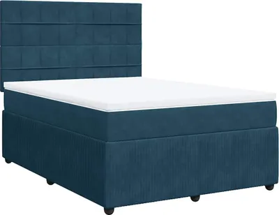Imagen del producto de Cama con somier y colchón de la marca vidaXL, color azul oscuro, dimensiones 140x200 cm, tapizada en terciopelo