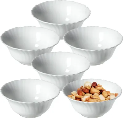 Produktbild von KADAX Schüssel ∅ 13 cm, 6er Set, Schale aus gehärtetem Glas, Obstschale, Salatschüssel, Dessertschale, Müslischüssel, Suppenschale, Snackschale, Spülmaschinenfest (Weiß)
