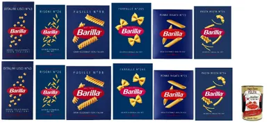 Produktbild von Barilla Pasta Mix 12x500g (Fusilli Farfalle Penne Risoni Ditalini Pasta Mista) 6 kg Vorratspack – Familienpaket, al dente Qualität aus Italien + Italian Gourmet polpa