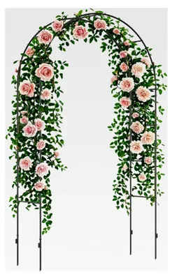 Produktbild von Metall-Rosenbogen als Rankhilfe für Kletterpflanzen, Gartenbogen mit Spitze, Torbogen für Rosen, 140 x 40 x 240 cm, Schwarz