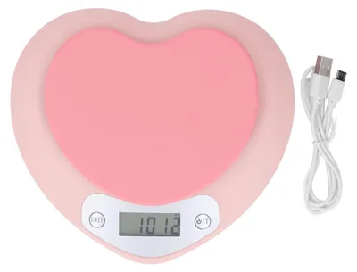 Obrázok produktu pre Digitálna kuchynská váha s presnosťou 1 g, 5 kg, pre domácnosť, malá, v tvare srdca, dobíjateľná, potraviny na varenie, pečenie
