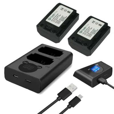 Produktbild von 2x Trade-Shop Akku ersetzt Sony NP-FZ100 1600mAh + Doppel-Ladegerät Dual Charger Micro-USB Typ-C kompatibel mit Sony Alpha 8S III ILCE-7M4 ILCE-9M2