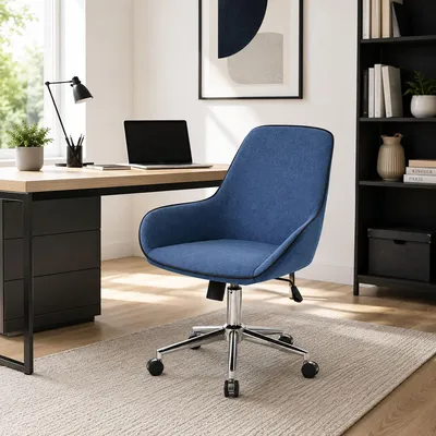 Produktbild von Bürostuhl Dcampan, Arbeitsstuhl mit Rollen, Ergonomischer Bürositz, 66x59h98 cm, Blau