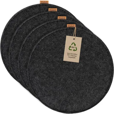 Image de Coussin rond, lot de 4, gris foncé, antidérapant, pour chaises