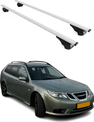 Obrázek produktu pro Příčné střešní nosiče pro Saab 9-3 Sport Break 2005–2012, barva: stříbrná