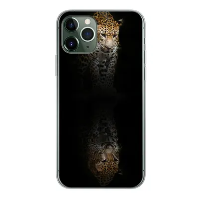 Produktbild von MuchoWow® Handyhülle Schutzhülle Hülle für iPhone 11 Pro Leopard - Reflexion - Schwarz Silikon Softcase Handy Hülle - Handy