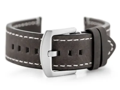 Obrázok produktu pre Kožený opasok na hodinky W72 - sivý - 22 mm