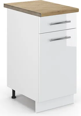 Produktbild von Küchenunterschrank Vicco Fame-Line Weiß Hochglanz 40 cm , AP Eiche, Model 46269