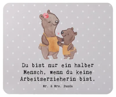 Produktbild von Mr. & Mrs. Panda Mousepad Arbeitserzieherin Herz - Grau Pastell - Geschenk, Spruch, Mouse Pad, Witzig, Ausbildung, mousematte, pc mausunterlage, Lustig, Studium, Beruf
