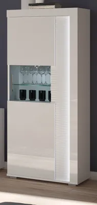 Produktbild von Vitrine "Sunroof" in weiß Hochglanz Vitrinenschrank mit LED 60 x 148 cm, Soft-Close