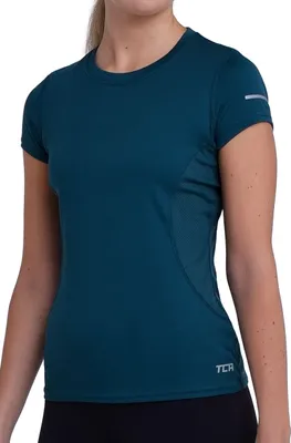 Produktbild von TCA Damen Atomic Kurzarm T-Shirt Quickdry, Sporttop, Laufshirt, Lauftop - Blau, S