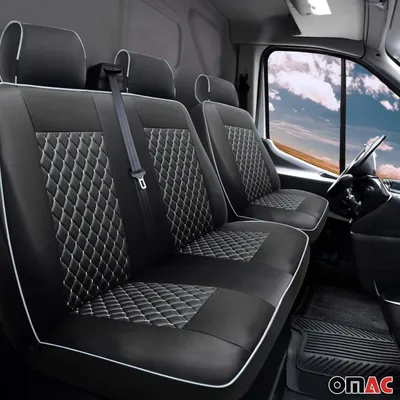 Produktbild von Sitzbezüge Schonbezüge für Ford Transit 2010-2013 Kunstleder Schwarz Weiß 1+2