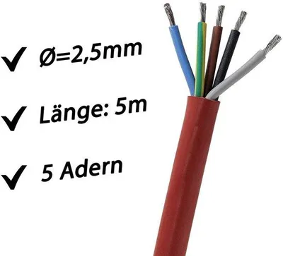 Zdjęcie produktu dla Kabel – odporny na wysokie temperatury – 5 m – silikonowa rura do użytku w saunie