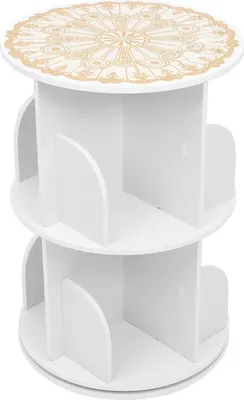 Immagine prodotto di Libreria girevole - Scaffale rotondo a 2 ripiani - Girevole a 360° - 8 scomparti - 40 x 59,5 cm - Portata 60 kg - Bianco