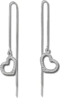 Image de SilberDream blanc Boucles d'oreilles cœur ouvert zirconium femmes 925 argent Boucles d'oreilles GSO432W