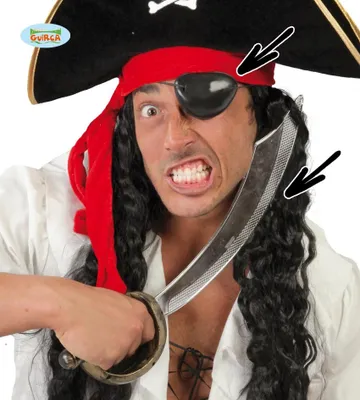 Immagine prodotto di Sciabola pirata benda sull'occhio costume da bucaniere pirata 47 cm