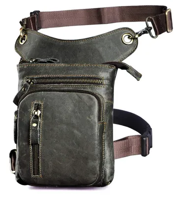 Immagine prodotto di Borsa da motociclista in pelle da uomo, modello a tracolla/a cintura, grigia