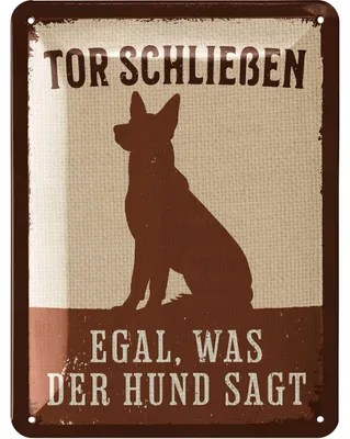 Produktbild von LANOLU retro Blechschild Hund, TOR SCHLIEßEN, Deko Hund Geschenke für Hundeliebhaber, vintage Metallschild, Deko Eingangstür 15x20cm