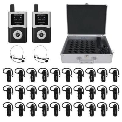 Image de Système de guidage Retekess T131R, avec 15 supports auriculaires, modulation GFSK, portée de 150 mètres, autonomie de 12 heures, compatible avec l'émetteur T130U, idéal pour les usines et les écoles