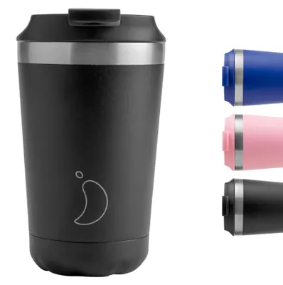 Isolierter Kaffeebecher, Edelstahl, 340 ml, Schwarz
