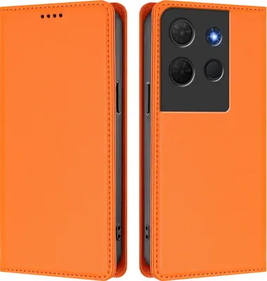 Image de Etui en cuir pour TCL 503, étui magnétique en cuirPolyuréthaneavec support Orange