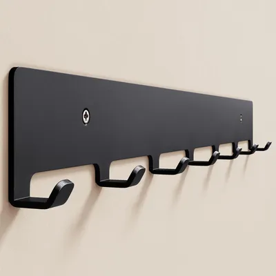 Produktbild von doporro Garderobenleiste mit 7 Haken, Wandgarderobe mit Garderobenhaken, Wandhaken, für Flur, Bad und Küche, Schwarz, Stalo-17